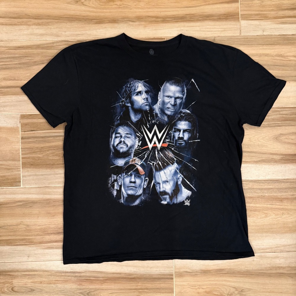 WWE 2016 Superstars Graphic T-Shirt Mens XL Black John Cena Brock Lesnar Roman